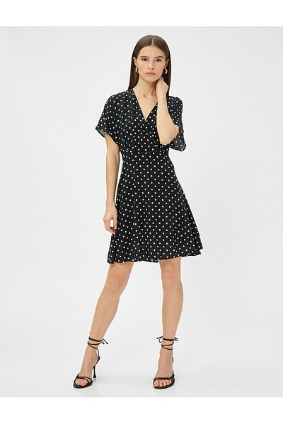 Koton Mini Polka Dot Dress Wrap Short Sleeve Ecovero® Viscose