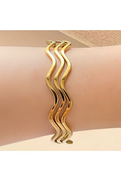 Rummjewelry 3-Piece Ajda Zigzag Bracelet Jeweler Craftsmanship 22 K Color Jewelry Bracelet