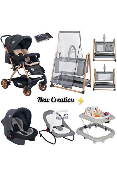 4KİDS Bebek Çeyiz Seti Çift Yön Bebek Arabası Puset Sallanır Bebek Beşiği Yür...