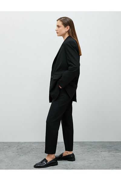 Koton Belted Fabric Trousers Slim Leg High Waist