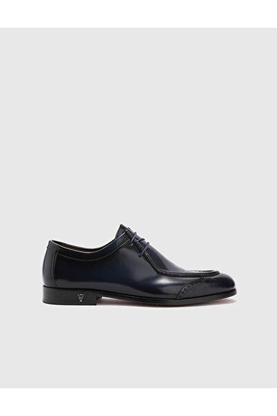 İLVİ Johan Genuine Leather Men's Navy Blue Classic Shoes