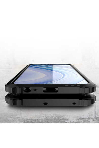 noktaks Xiaomi Redmi Note 9 Compatible - Case Dual Layer Armor Tank Crash Military Cover - Blue - T14846