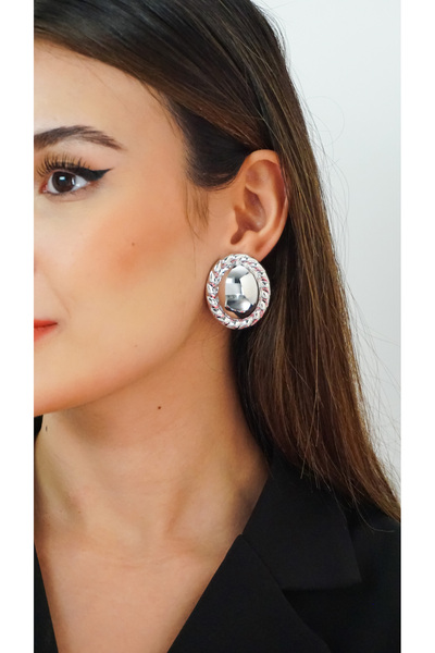TRENDTAKI Oval Sarmal Küpe Vintage Gümüş Kaplama 0035