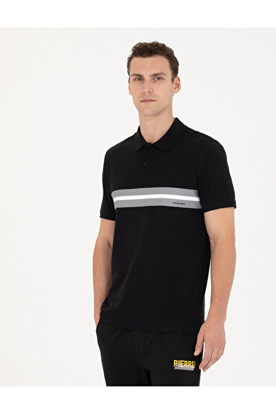 Pierre Cardin Черна тениска с поло яка и тясна кройка 50275719-VR046