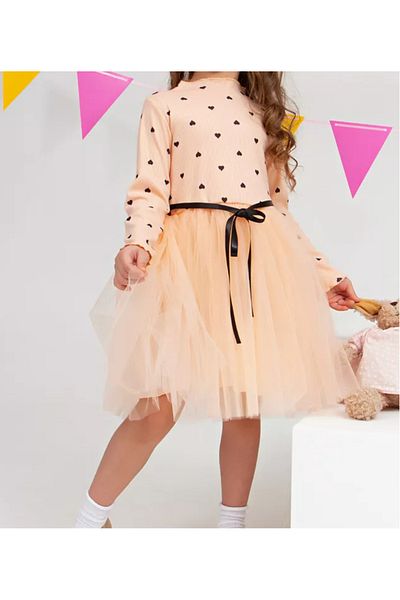 nc gift Fluffy Tulle Flexible Lycra Heart Printed Princess Tutu Dress