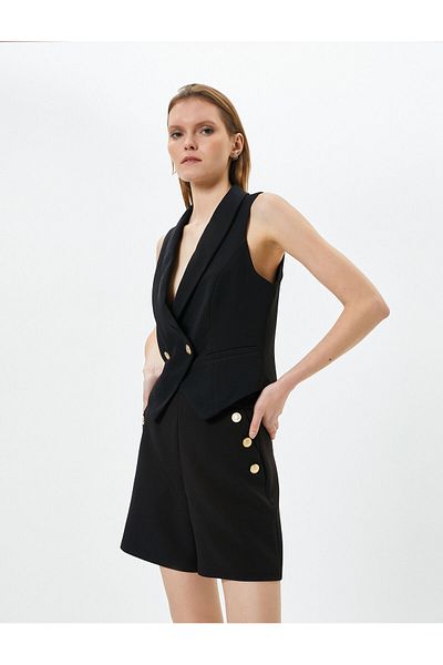 Koton Mini-Shorts mit goldenen Knöpfen und Tasche, hohe Taille