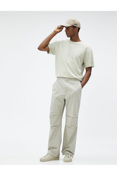 Koton Parachute Trousers Loose Cut Waist Lace Up Stopper Cargo Pocket Detailed Cotton