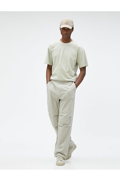 Koton Parachute Trousers Loose Cut Waist Lace Up Stopper Cargo Pocket Detailed Cotton
