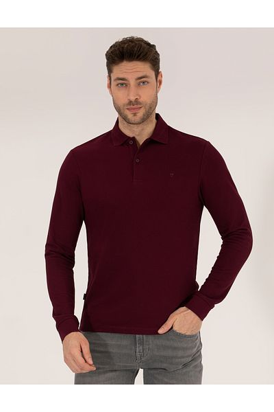 Pierre Cardin Φούτερ Claret Red Slim Fit Basic 50276035 -VR014