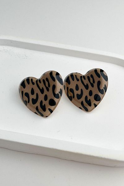 Modex Leopard Heart Earrings (3cm)