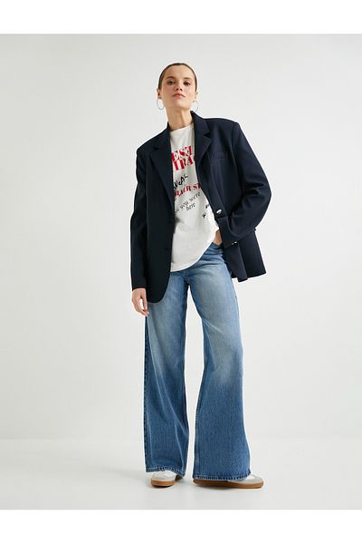 Koton Wide Leg Jeans with High Waist Pocket and Lyocell Fabric Feature - Bianca Jean