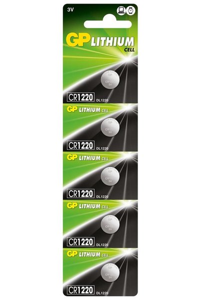 Universal Gp cr1220-c5 3v lithium button battery 5-pack