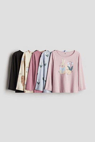 H&M 5-pack long-sleeved cotton tops