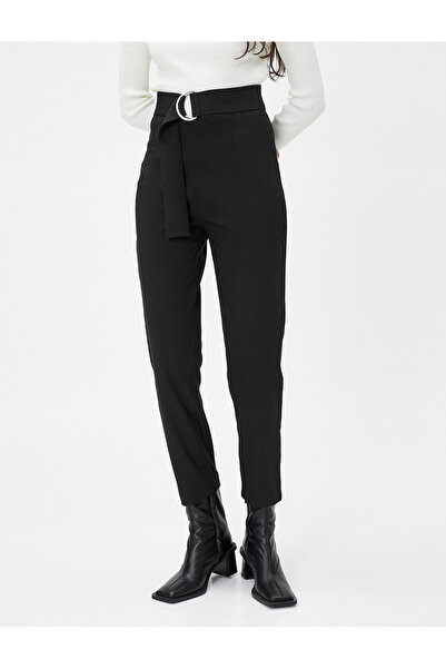 Koton Yüksek Bel Kemerli Kumaş Pantolon