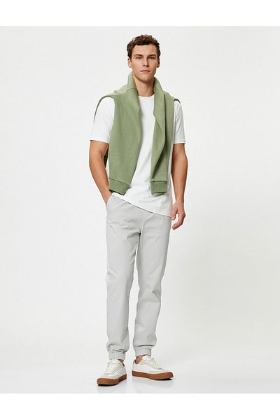 Koton Jogger Trousers with Lace Waist Slim Fit Pocket Detail