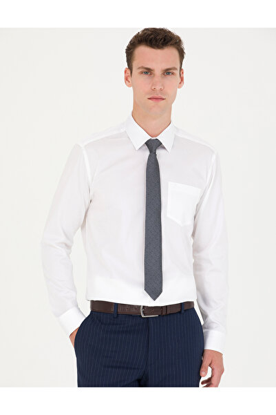 Pierre Cardin Λευκό 100% Βαμβάκι Γυαλιστερό Σατέν Μακρυμάνικο Πουκάμισο Βασικ...