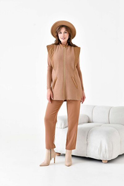 FTZ WOMEN Vestă de angora matlasată pentru femei Biscuit 20874