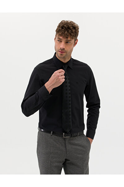 Pierre Cardin Siyah Slim Fit Uzun Kollu Basic Gömlek 50277786-VR046