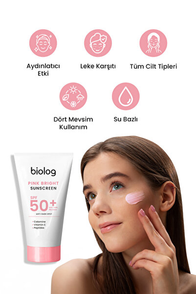 Biolog Pink Bright Yüksek Korumalı Pembe Güneş Kremi 50 ml