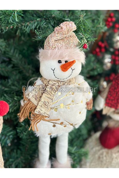 QUEEN AKSESUAR White Mascot Sculpture - Movable and Christmas Tree Ornament, Snowman Room Decoration
