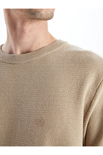 LC Waikiki Ανδρικό πλεκτό πουλόβερ με κοντό μανίκι XSIDE σε μπεζ χρώμα