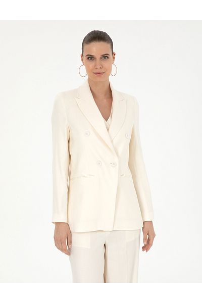 Pierre Cardin Ecru Linen Blended Regular Fit Jacket 50282079 -Vr019