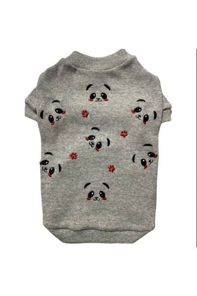 GedyCo Gray Panda Patterned Small Breed Dog Sweatshirt