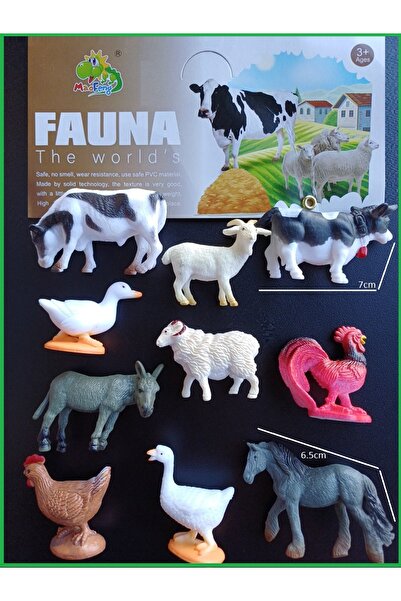 OYUNCAKSAHİLİ Hayvan Set 10 Parça Çiftlik Oyuncak Set Keçi Kaz inek Öküz Eşek Horoz Koç Kırılmaz Ücretsiz Kargo