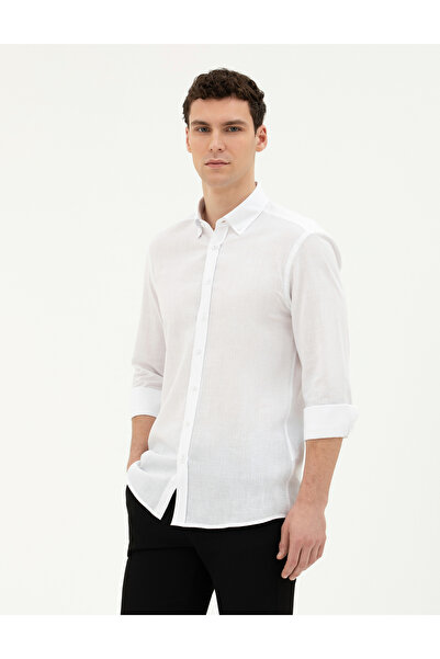 Pierre Cardin LonG Sleeve White Slim Fit Shirt - 50283343 -VR013