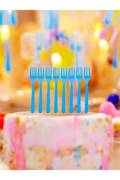 VibeHome 50Pcs Blue Forks - for Birthday Party and Fun Events