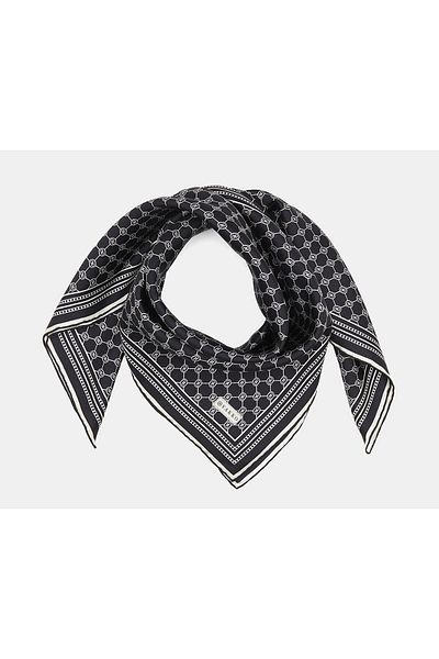 Vakko Φουλάρι Tivil Silk Monogram 37144-μαύρο εκρού