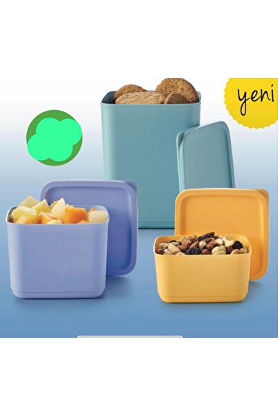 Tupperware Cubic Square Storage Container 3-Pack Colorful