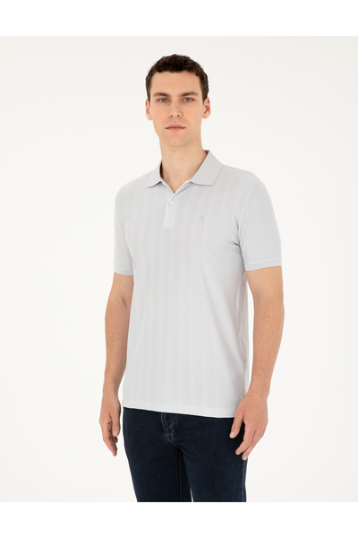 Pierre Cardin تي شيرت رمادي فاتح بقصة ضيقة 50284327-VR001