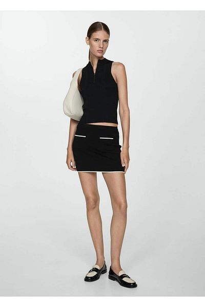 MANGO Woman Zippered Ponte Blouse