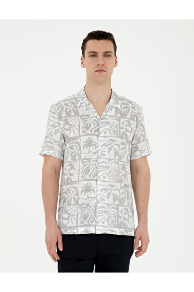 Pierre Cardin Γκρι κοντομάνικο πουκάμισο Comfort Fit 50284410-VR024