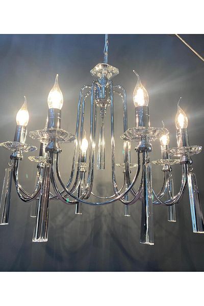 yıldırımavize Countess 8 Piece Chrome Chandelier (Fully Assembled)