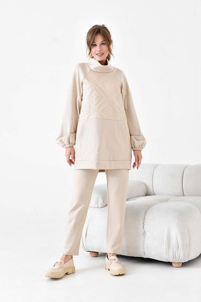 FTZ WOMEN Women's Quilted Suit Beige 30936