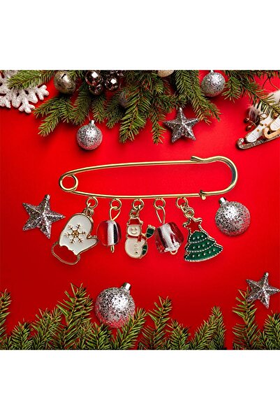 BAE ATOLYE Yılbaşı Koleksiyonu ÇamAğacı Eldiven Kardan Adam Cam Murano  Iskoç Yaka Iğnesi Broş