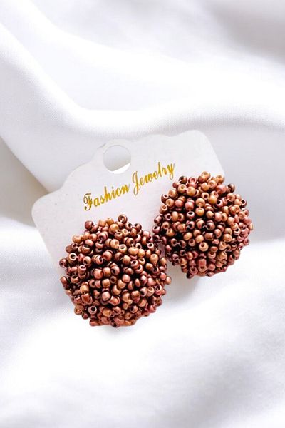 PETEK AKSESUAR Bead Design New Handmade Stud Earring