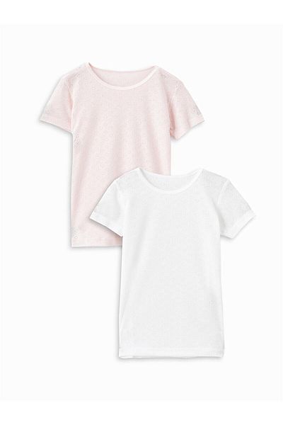 LC Waikiki Lcw Kids Crew Neck Short Sleeve Girls' Undershirt Set of 2