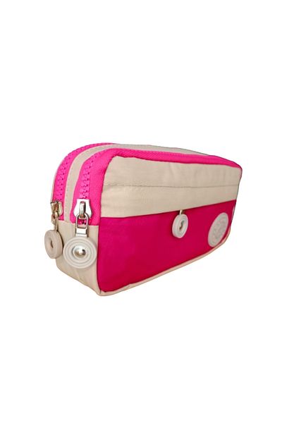 SYG Θήκη για στυλό Crinkle Fabric 3 θέσεων - SYG123 Cream/Pink
