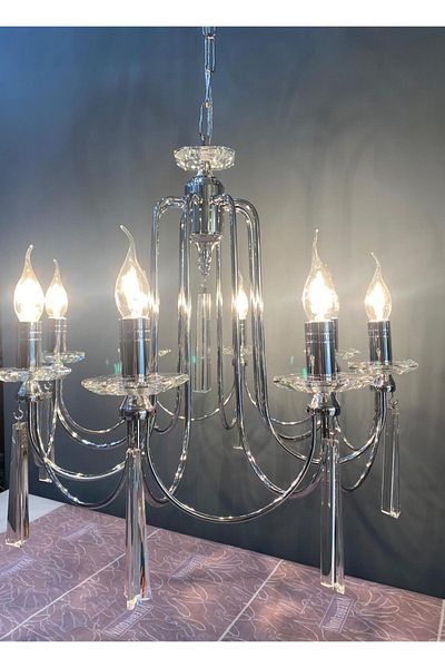 yıldırımavize Countess 8 Piece Chrome Chandelier (Fully Assembled)