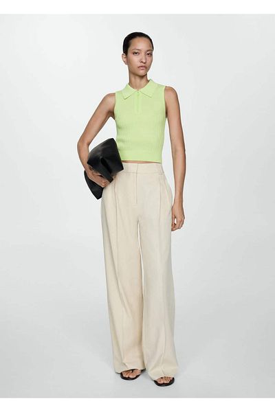 MANGO Woman Ponte-Bluse mit Reißverschluss