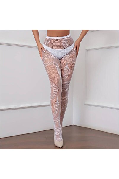 VEGAROKS Punk Gothic Lolita Snake Print White Imported Pantyhose
