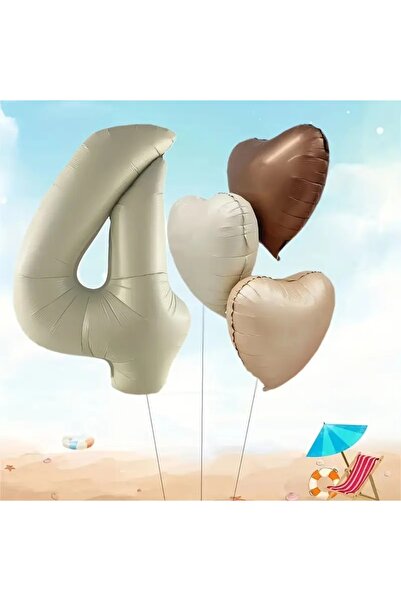 DÜVENCİ TİCARET 4'lü Kalp Şekil Folyo Numara Balon Seti