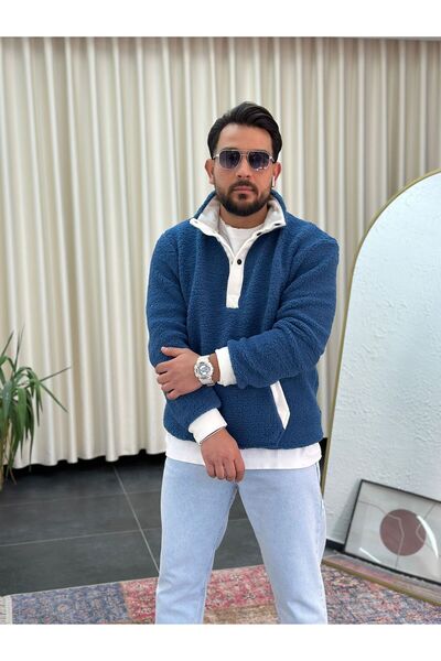 Combineman35 Erkek Yarım Yaka Peluş Sweatshirt