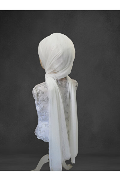NurAy Kırık Beyaz Sevda Model Hazır Türban Hazır Şal Abiye Şal