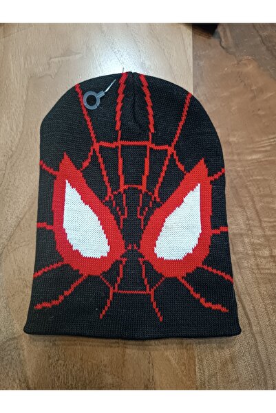Blotch Double Layer Spiderman Black-Red Color Men's Knitwear Knitted Beanie