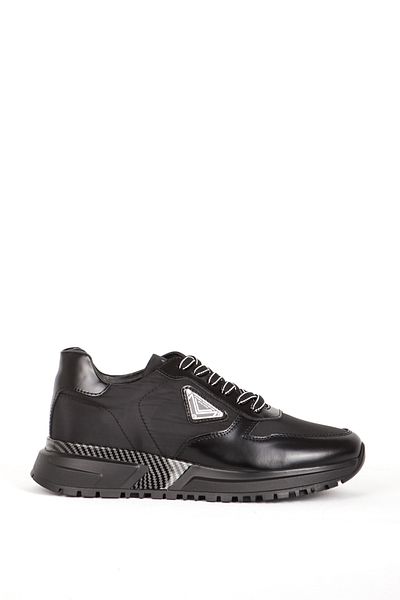 MARCOMEN Genuine Leather Black Sneaker - Thick Sole and Laces, Casual Shoes 19523
