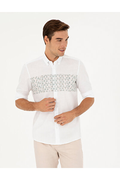 Pierre Cardin Yeşil Regular Fit Uzun Kollu Gömlek 50284177-VR016